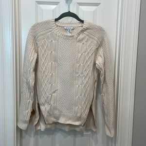 CAbi cable knit sweater with side zippers